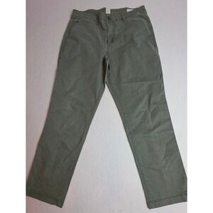 GAP Girlfriend Khaki Pants Womens 12 Olive Green Straight Leg Chino Stretch